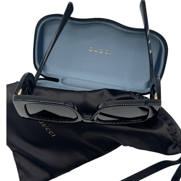 Gucci Rectangular Sunglasses Interlocking‎ G Logo Black Fashion GG1325S - Picture 5 of 14